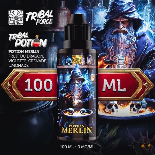 Potion Merlin (Violette/Fruit du dragon/Grenade/Limonade) 0mg 100ml - Tribal...